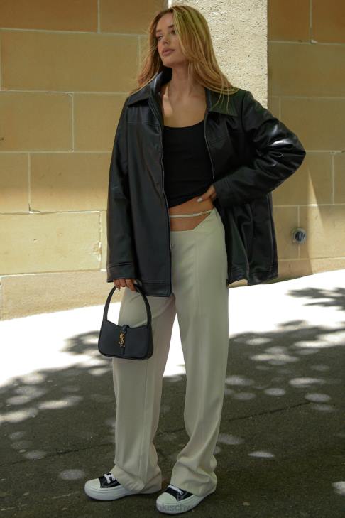 Meshki Fliegerjacke aus Savannah-Kunstleder Schwarz Kleidung 060V1648