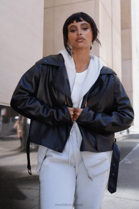 Meshki Kirby Kunstlederjacke Schwarz Kleidung 060V1633