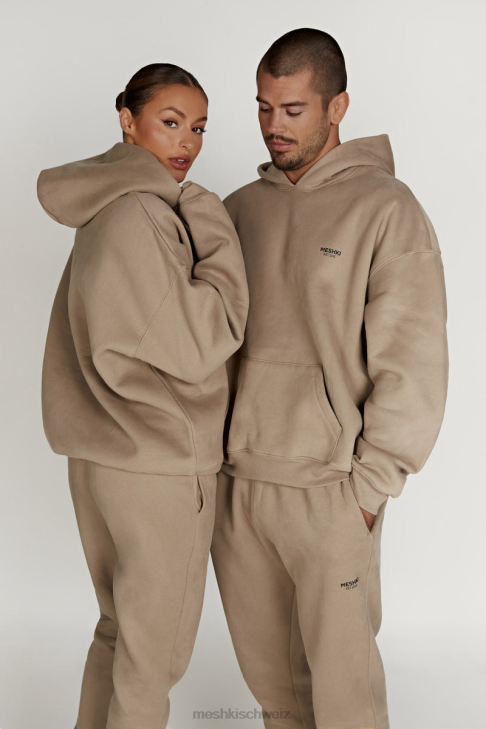 Meshki Bernie übergroßer Kapuzenpullover Zement Kleidung 060V912