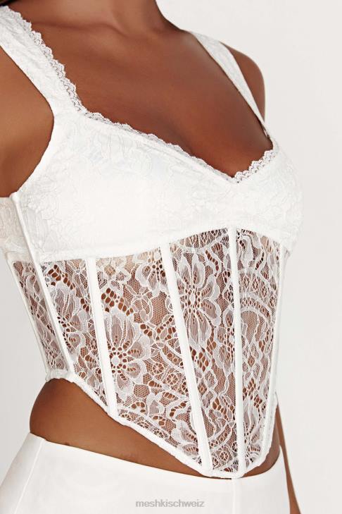 Meshki Aisha-Spitzenkorsettoberteil Weiß Kleidung 060V886
