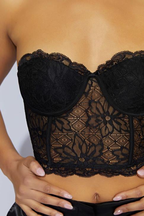 Meshki Alessandra Spitzenkorsett Schwarz Kleidung 060V1083