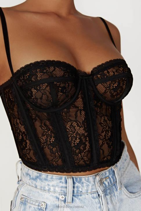 Meshki Bustier aus Sansa-Spitze Schwarz Kleidung 060V827