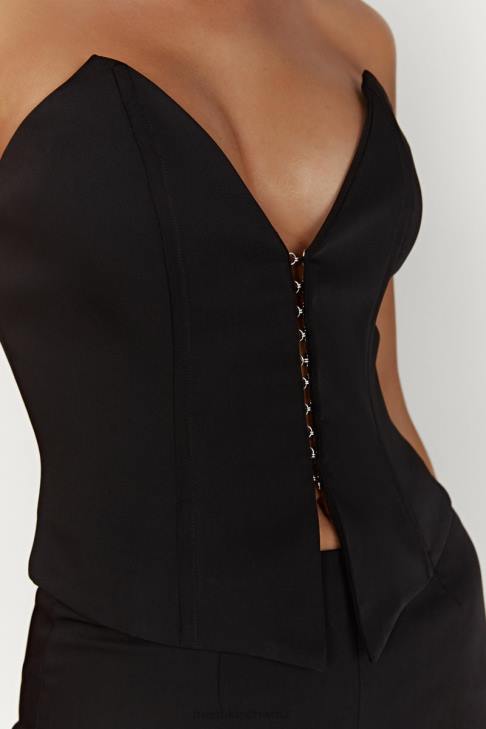 Meshki Janayia spitzes Korsett-Oberteil Schwarz Kleidung 060V854