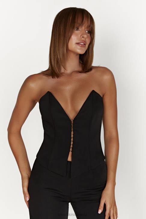 Meshki Janayia spitzes Korsett-Oberteil Schwarz Kleidung 060V854