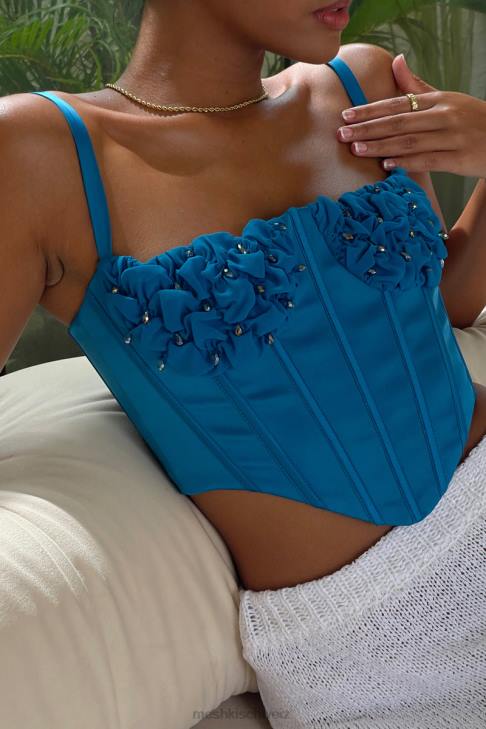 Meshki Kristy gerafftes Bustier-Korsett-Oberteil Marineblau Kleidung 060V975