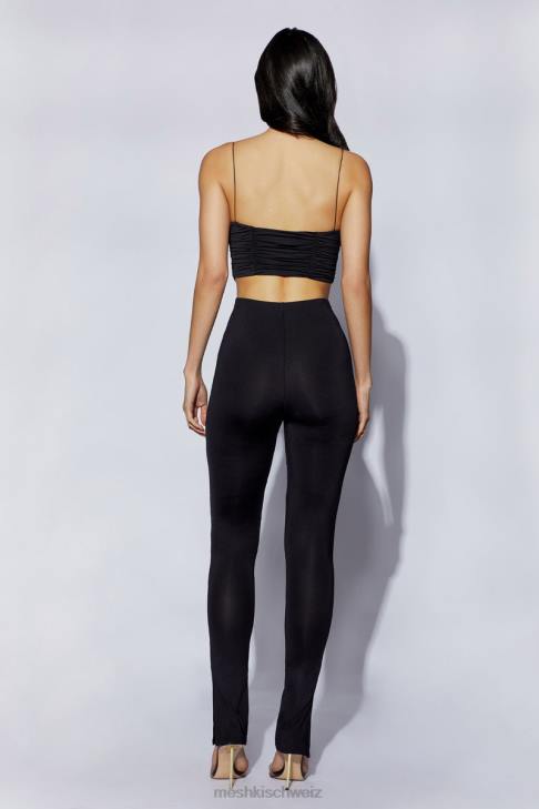 Meshki Magenta gerafftes Korsett-Oberteil Schwarz Kleidung 060V1102