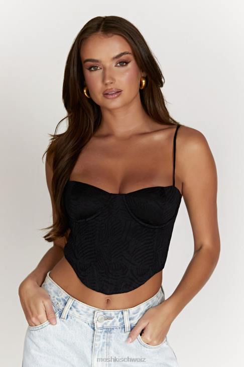 Meshki Maggie Bügel-Korsett-Oberteil Schwarz Kleidung 060V1096