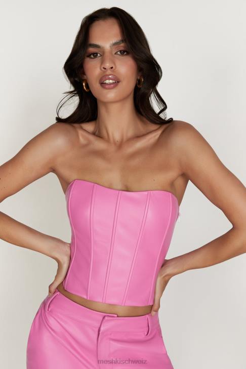 Meshki Matilda langes Korsett-Oberteil aus Kunstleder Rosa Kleidung 060V1036
