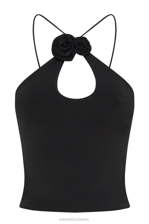 Meshki Adeline Rose Neckholder-Top Schwarz Kleidung 060V857