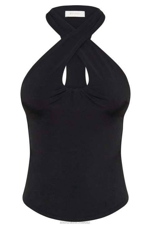 Meshki Ailsa Schlüsselloch-Neckholder-Top Schwarz Kleidung 060V944
