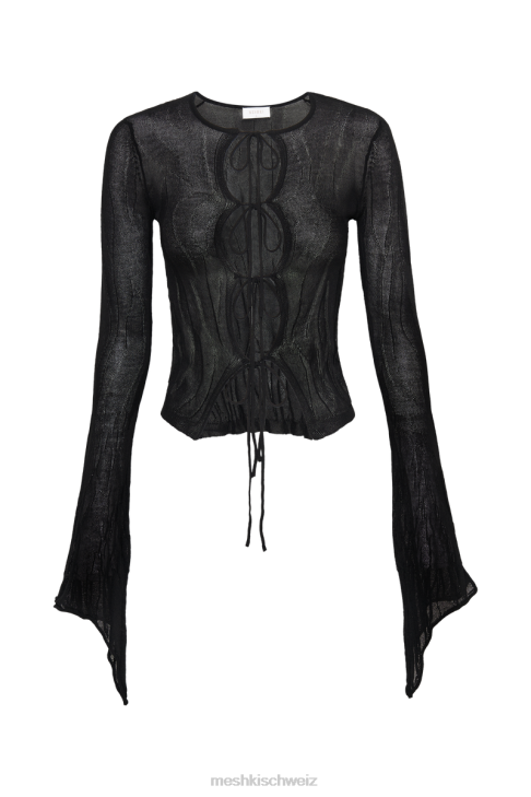 Meshki Akari-Strickoberteil mit ausgestellten Ärmeln Schwarz Kleidung 060V830