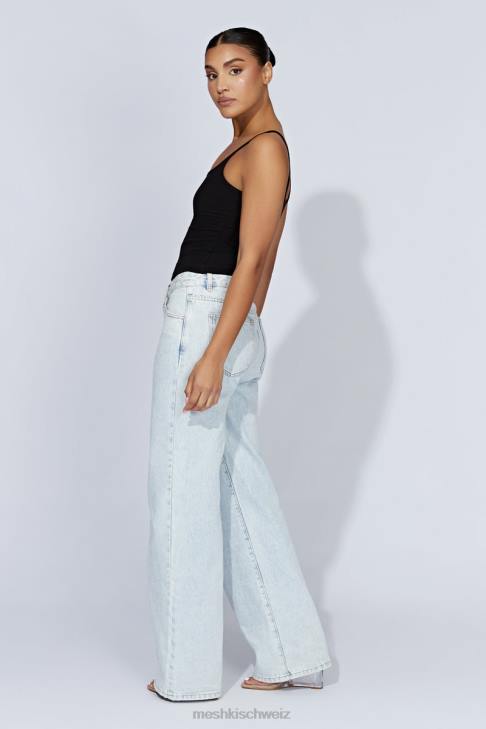 Meshki Alexis geripptes Cami-Longline-Oberteil Schwarz Kleidung 060V1146