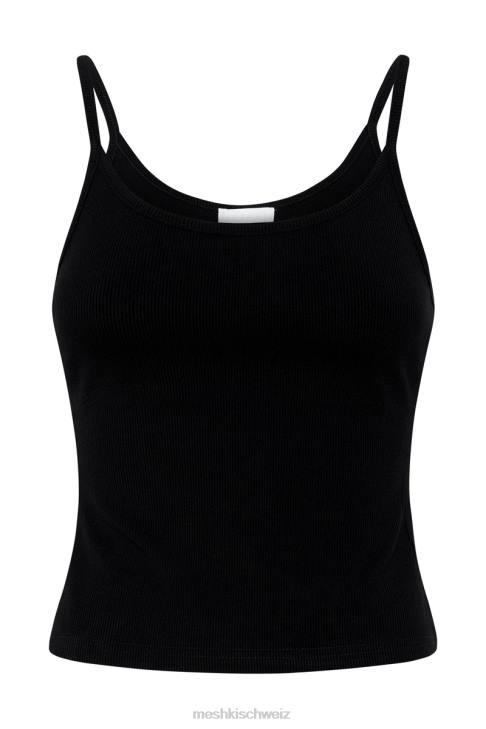 Meshki Alexis geripptes Cami-Longline-Oberteil Schwarz Kleidung 060V1146