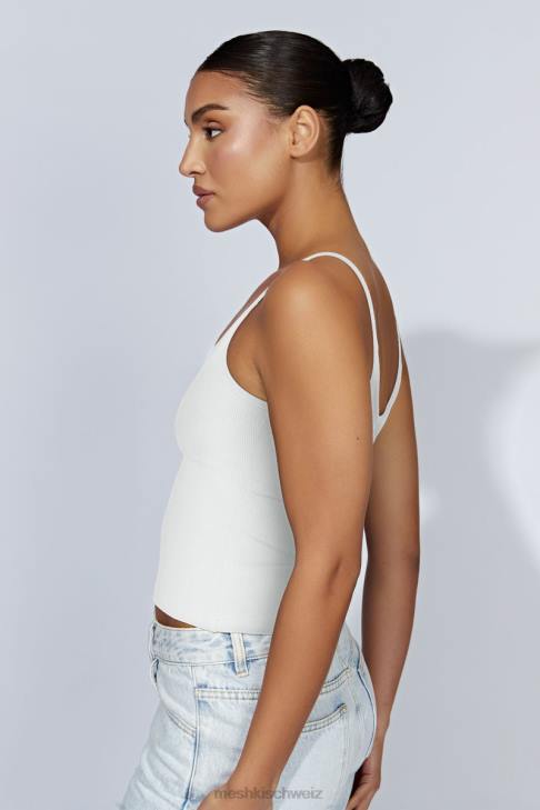 Meshki Alexis geripptes Cami-Longline-Oberteil Weiß Kleidung 060V1121