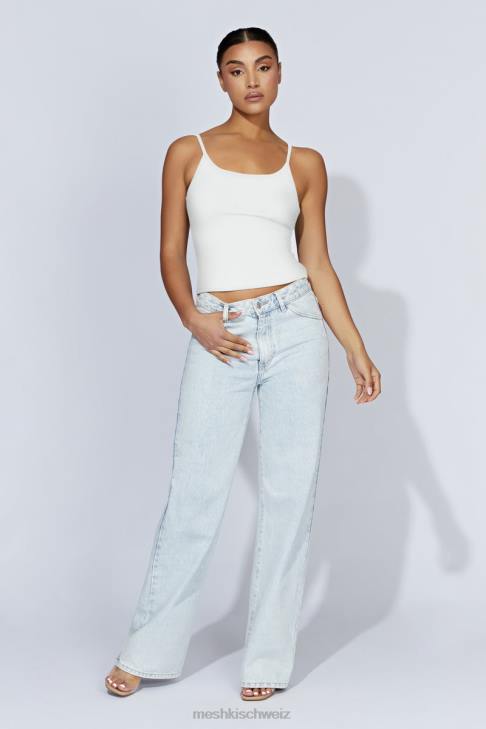 Meshki Alexis geripptes Cami-Longline-Oberteil Weiß Kleidung 060V1121