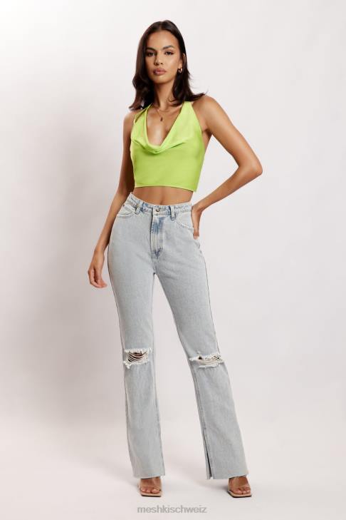 Meshki Amy Satin-Oberteil mit Wasserfallausschnitt lindgrün Kleidung 060V1183