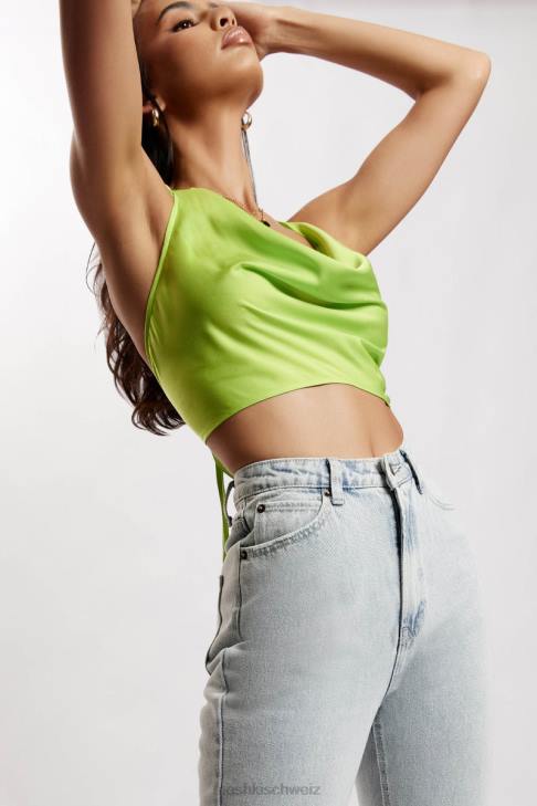Meshki Amy Satin-Oberteil mit Wasserfallausschnitt lindgrün Kleidung 060V1183