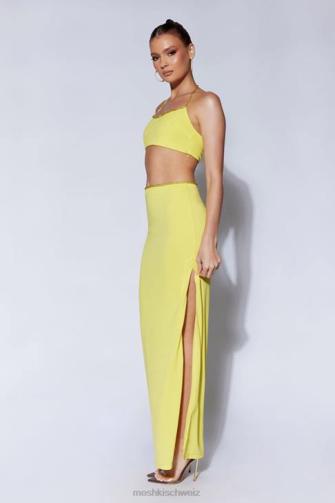 Meshki Arya Neckholder-Oberteil mit Diamantbesatz Chartreuse Kleidung 060V1041