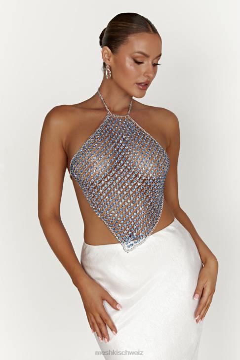 Meshki Asteria Diamant-Neckholder-Top puderblau Kleidung 060V959