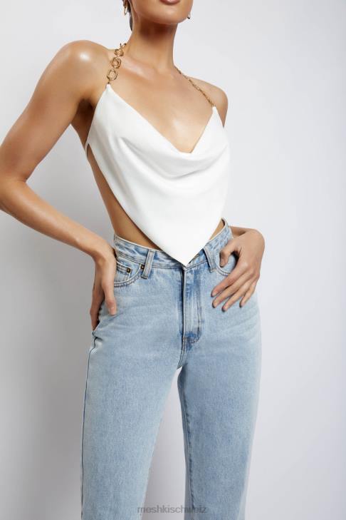 Meshki Brianna Cowl Goldkettenoberteil Weiß Kleidung 060V1181