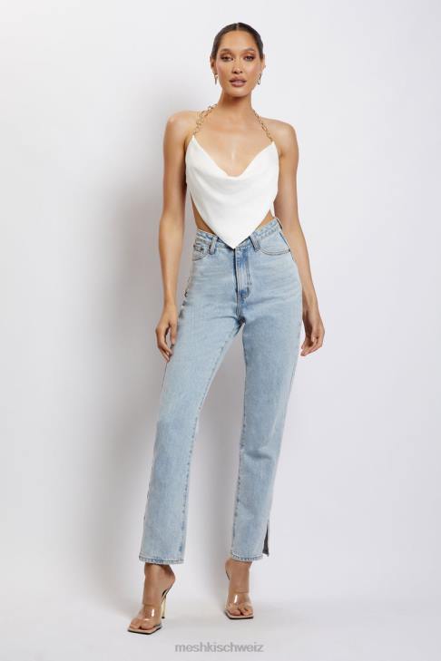 Meshki Brianna Cowl Goldkettenoberteil Weiß Kleidung 060V1181