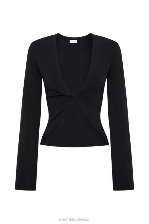 Meshki Carol Strick-Twist-Langarmoberteil Schwarz Kleidung 060V831
