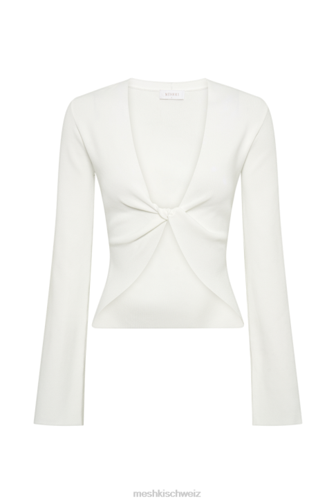 Meshki Carol Strick-Twist-Langarmoberteil Weiß Kleidung 060V824