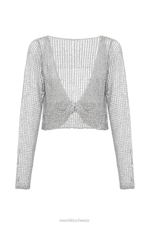 Meshki Catalina-Pailletten-Häkel-Twist-Top Silber Kleidung 060V965
