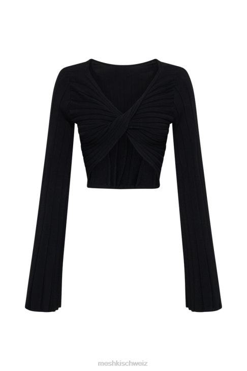 Meshki Celine Twist Back Extreme Rib Top Schwarz Kleidung 060V843