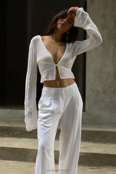 Meshki Debra-Mischgarn-Top Weiß Kleidung 060V858