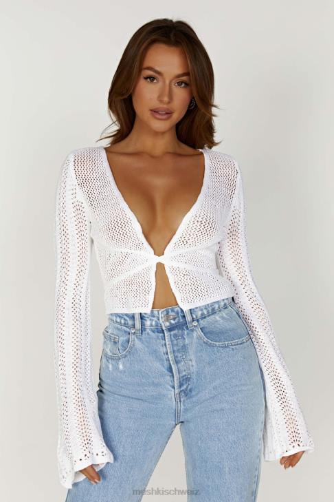 Meshki Debra-Mischgarn-Top Weiß Kleidung 060V858