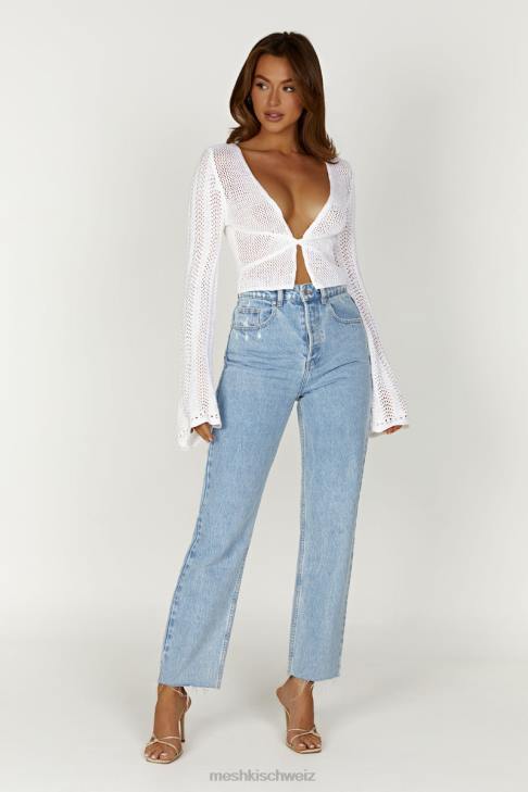 Meshki Debra-Mischgarn-Top Weiß Kleidung 060V858