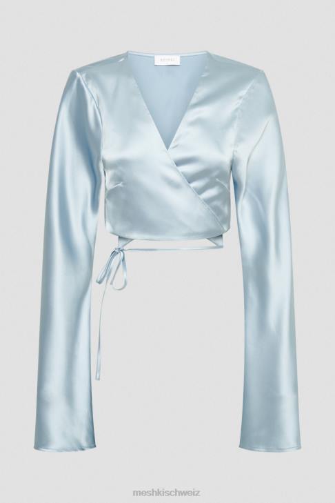 Meshki Elaine Satin-Langarmoberteil arktisches Blau Kleidung 060V835