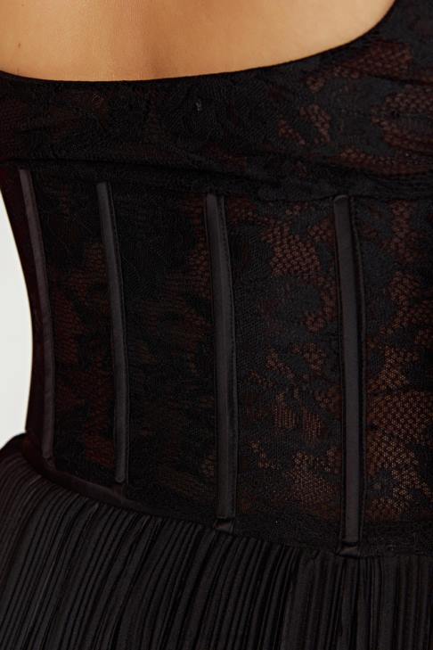 Meshki Elsie Spitzen-Bustier-Oberteil Schwarz Kleidung 060V851