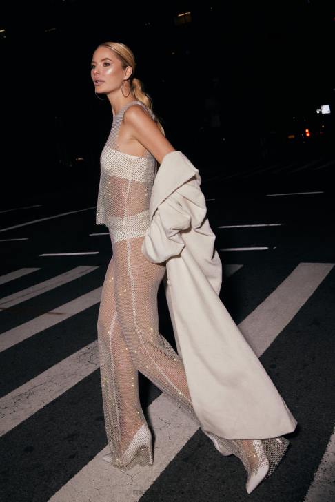 Meshki Emerson Diamant-Mesh-Tanktop Creme Kleidung 060V945