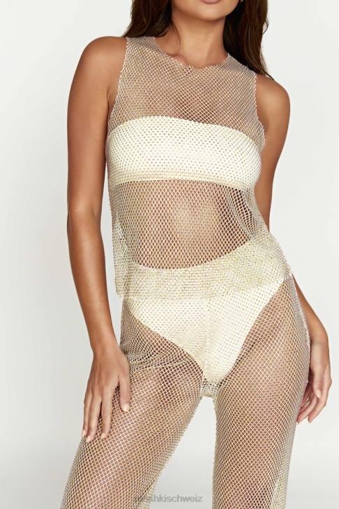 Meshki Emerson Diamant-Mesh-Tanktop Creme Kleidung 060V945