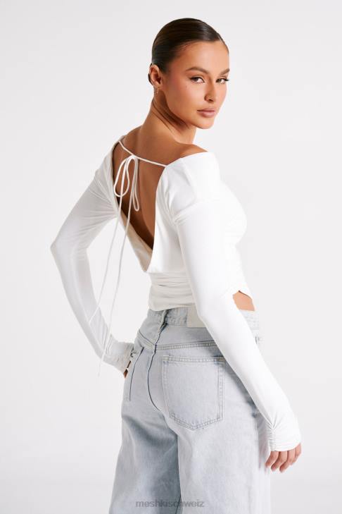 Meshki Emma-Langarmoberteil aus recyceltem Nylon Weiß Kleidung 060V751