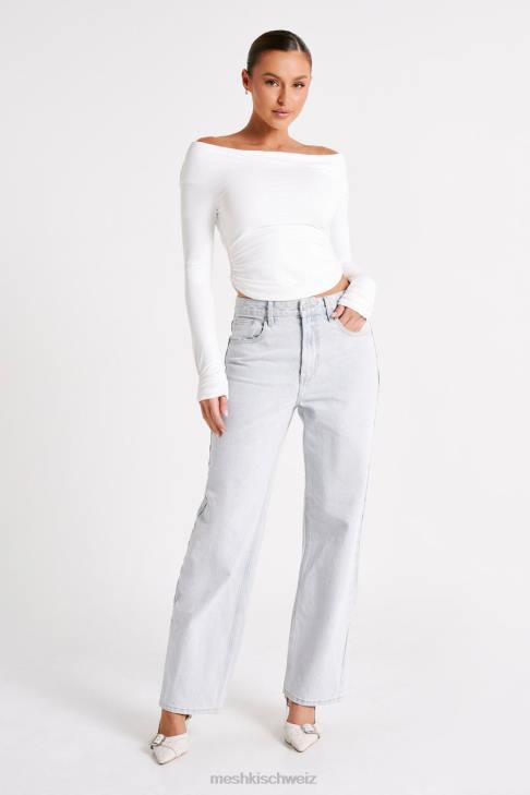 Meshki Emma-Langarmoberteil aus recyceltem Nylon Weiß Kleidung 060V751