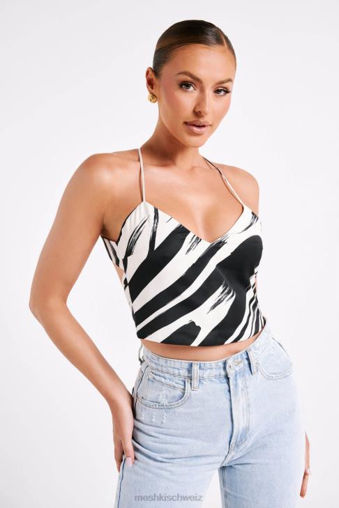Meshki Felicia bedrucktes Neckholder-Top abstrakter Druck Kleidung 060V753