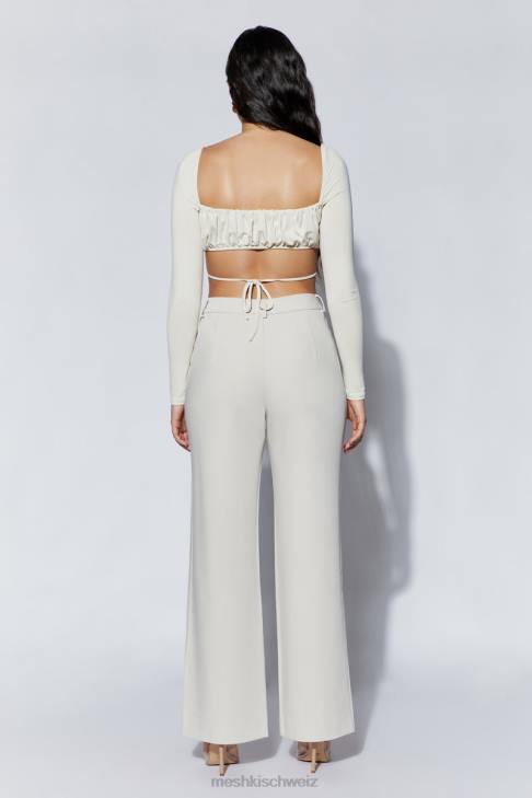 Meshki Geesou gerafftes, langärmliges Oberteil zum Binden an der Brust Weizen Kleidung 060V1082