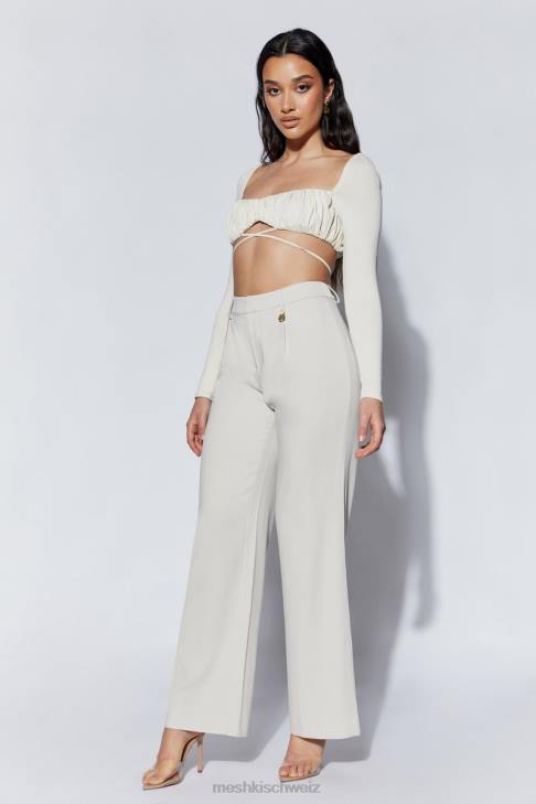 Meshki Geesou gerafftes, langärmliges Oberteil zum Binden an der Brust Weizen Kleidung 060V1082