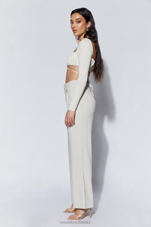 Meshki Geesou gerafftes, langärmliges Oberteil zum Binden an der Brust Weizen Kleidung 060V1082