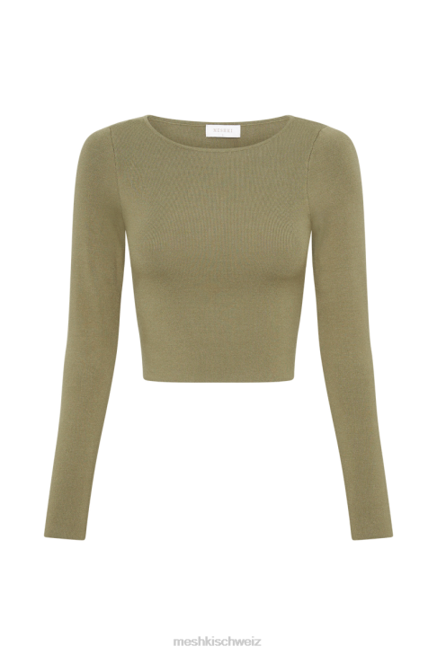 Meshki Haisley Langarm-Strickoberteil Olive Kleidung 060V906