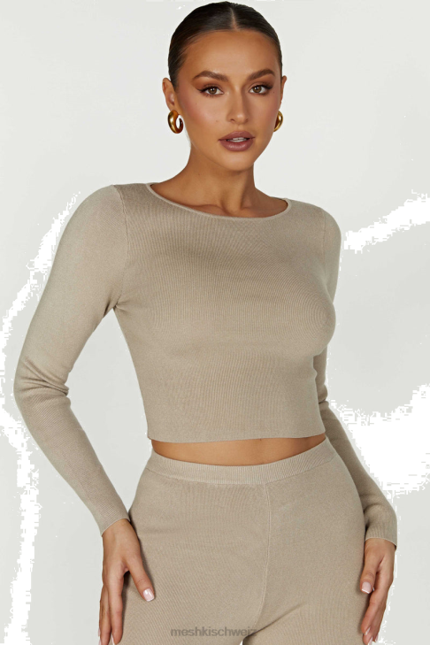 Meshki Haisley Langarm-Strickoberteil Taupe Kleidung 060V909