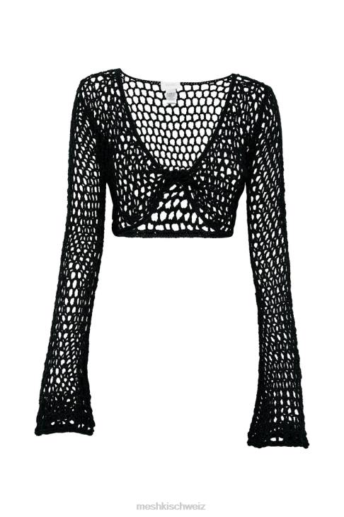 Meshki Hallie Twisted kurzes Häkeloberteil Schwarz Kleidung 060V1133