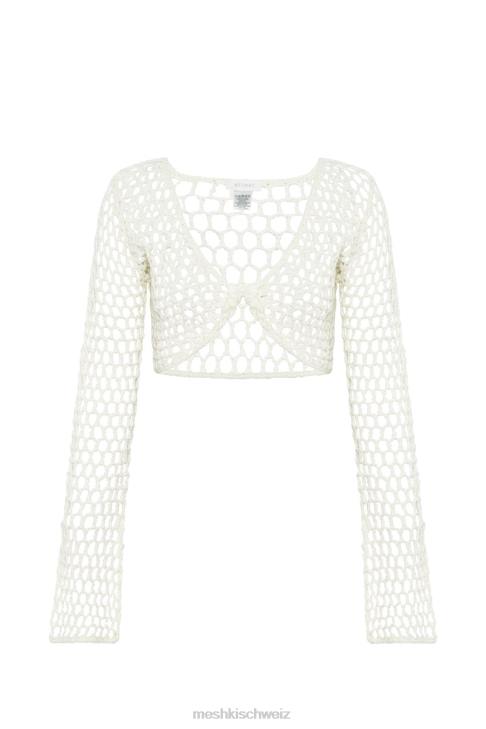 Meshki Hallie Twisted kurzes Häkeloberteil Weiß Kleidung 060V960