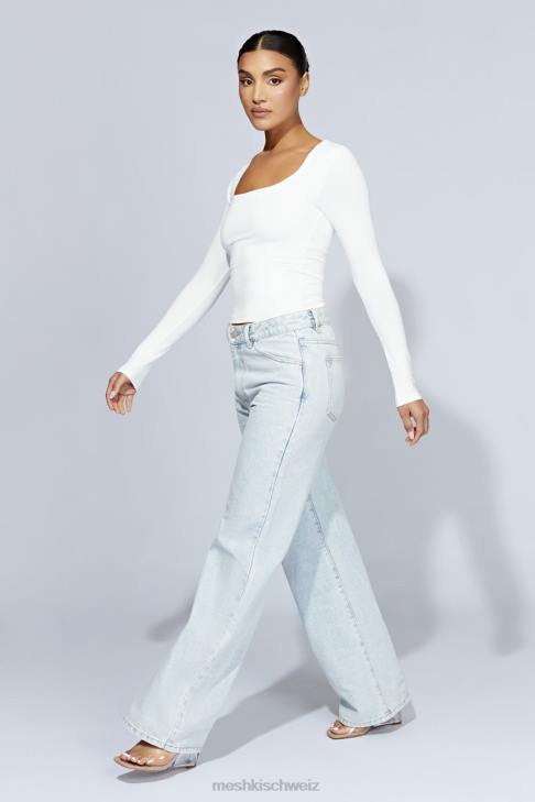 Meshki Heidekraut-Langarmoberteil mit U-Ausschnitt Weiß Kleidung 060V947