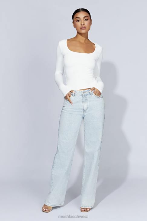 Meshki Heidekraut-Langarmoberteil mit U-Ausschnitt Weiß Kleidung 060V947