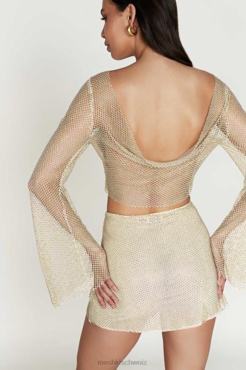 Meshki Hilton Diamonde Mesh Cowl Top Creme Kleidung 060V813