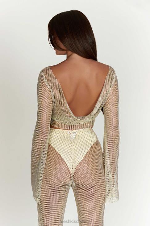 Meshki Hilton Diamonde Mesh Cowl Top Creme Kleidung 060V813
